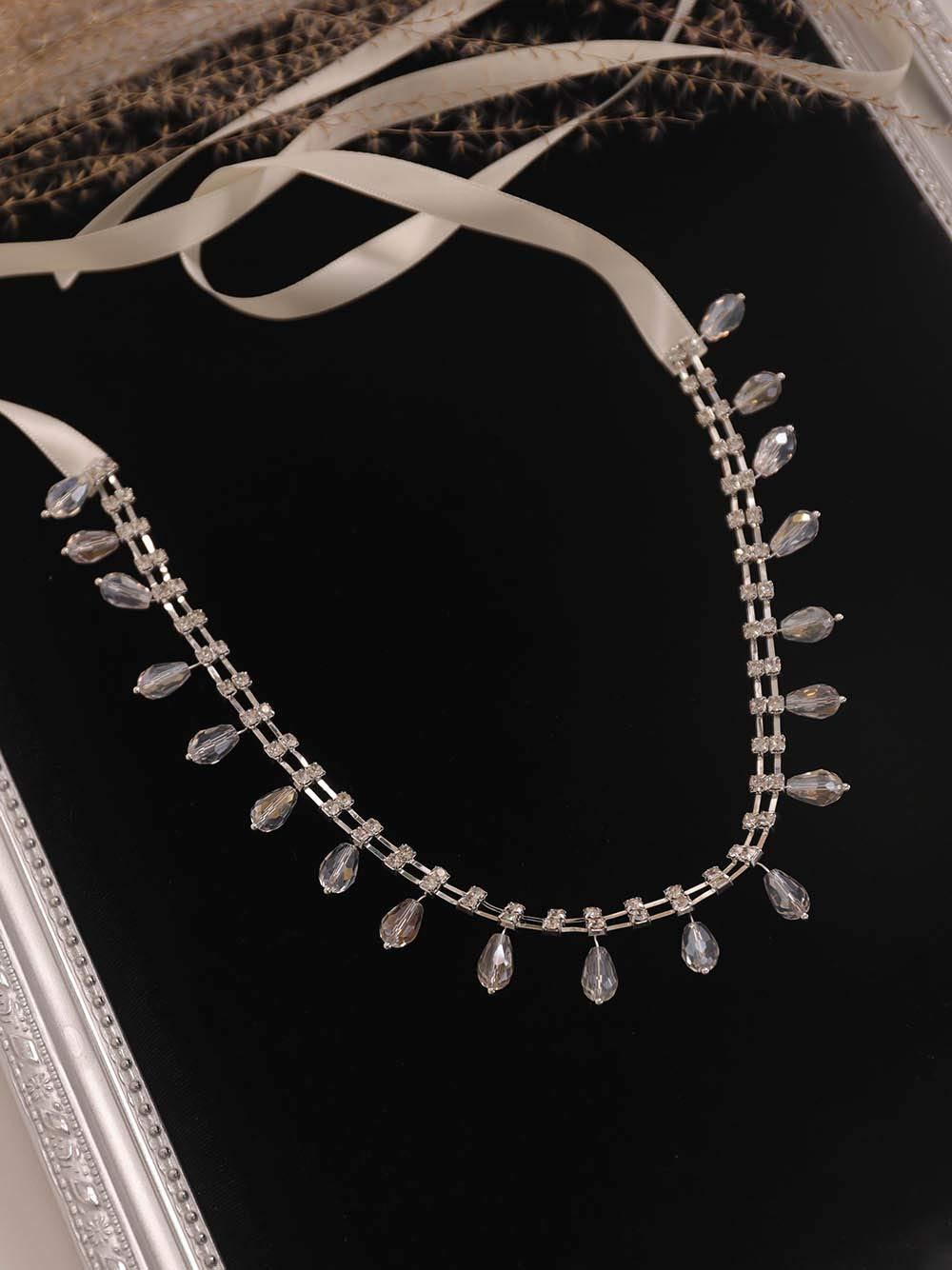 Aimimier Aimimier 1920s Flapper Feather Headband Gray Crystal Tassel Head Chain Headpiece Prom Party Roaring 20s Hair Accessory for Women (Style 1)