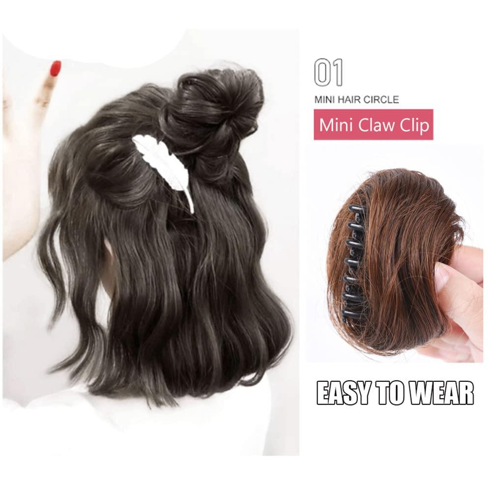 Vsadsau Vsadsau Short Curly Chignon Clip-On Hair Synthetic Elastic Band Hair Bun Donut Roller Bun Claw Clip Hairpiece For Women