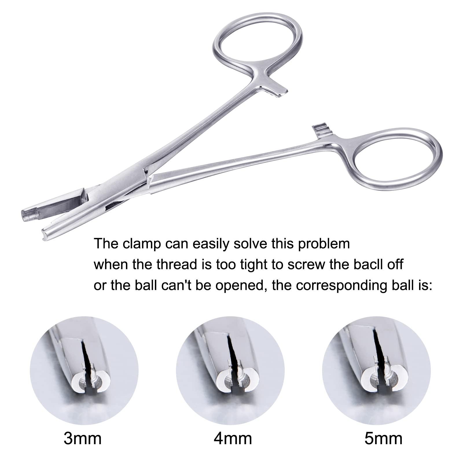 DJCIW DJCIW 5mm Jaw Piercing Ball Removal Tool,Stainless Steel Dermal Anchor Forceps for Dermal Tops Unscrew or Screw Ball Pliers for Nose Septum Earrings Lip Ring