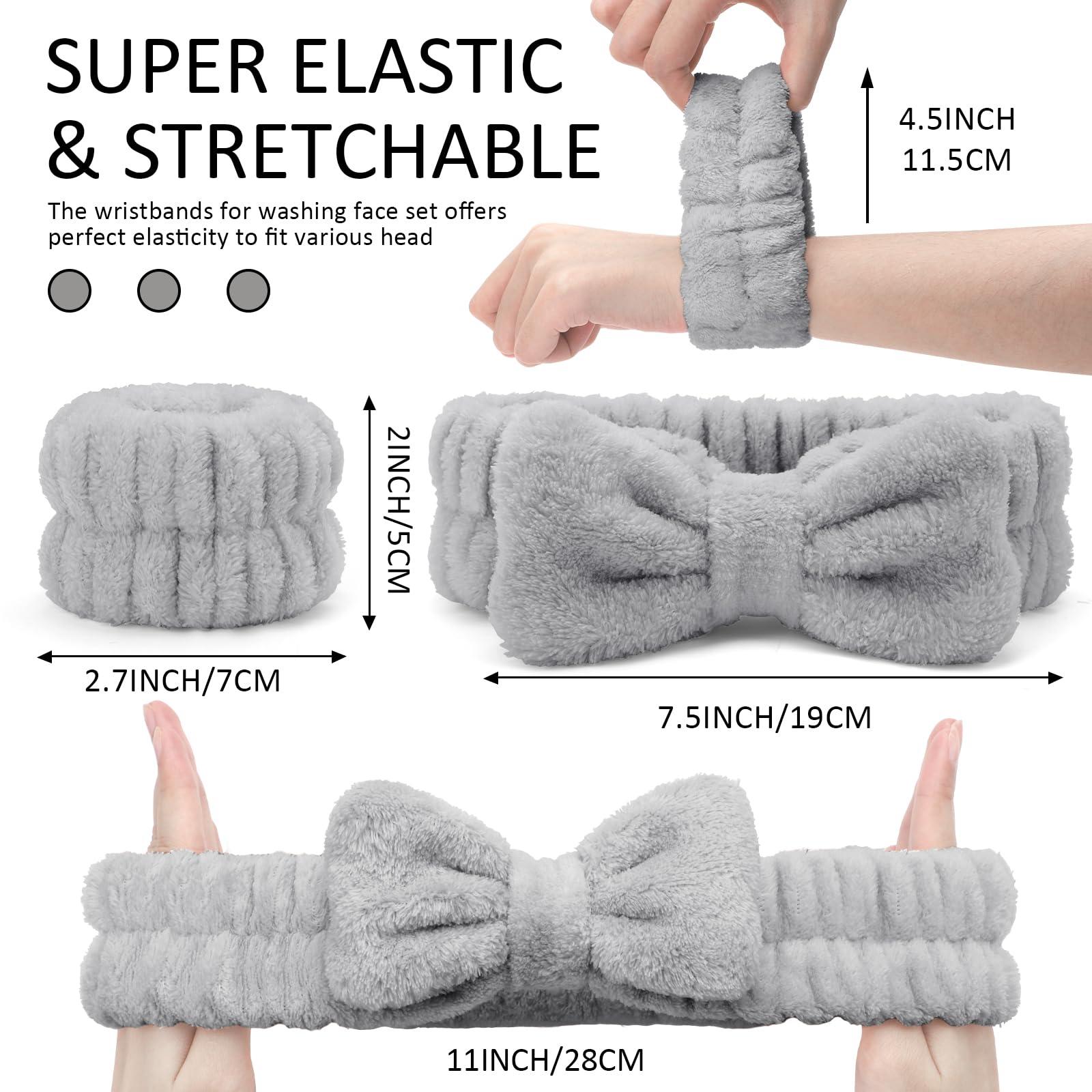 EIMMBD EIMMBD Wrist Towels for Washing Face, Microfiber Face Washing Wristbands Makeup Headband Spa Wash Towel Band Absorbent Wrist Sweatband for Women (Grey, 9 PCS)