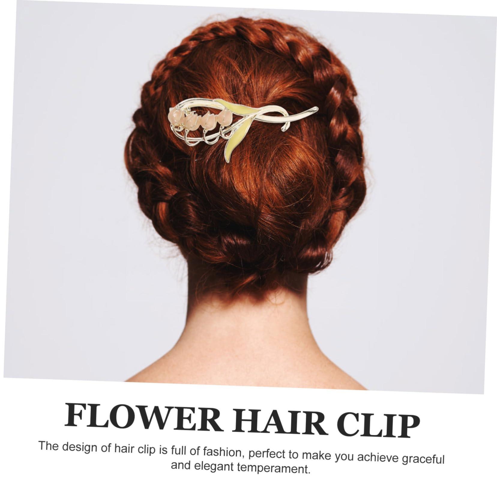 Healeved Healeved Twist Chuck Hair Clip French Clips for Hair Claw Clips Hair Clips Hair Clamps Hair Pins for Buns Bellflower Hair Barrettes for Thick Hair Bun Hair Clip Ponytail Pink Alloy