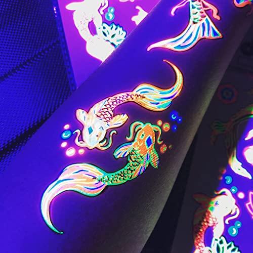 Blacklight Glow Party Temporary Tattoo1 Sheet Yin and Yang Koi Fish