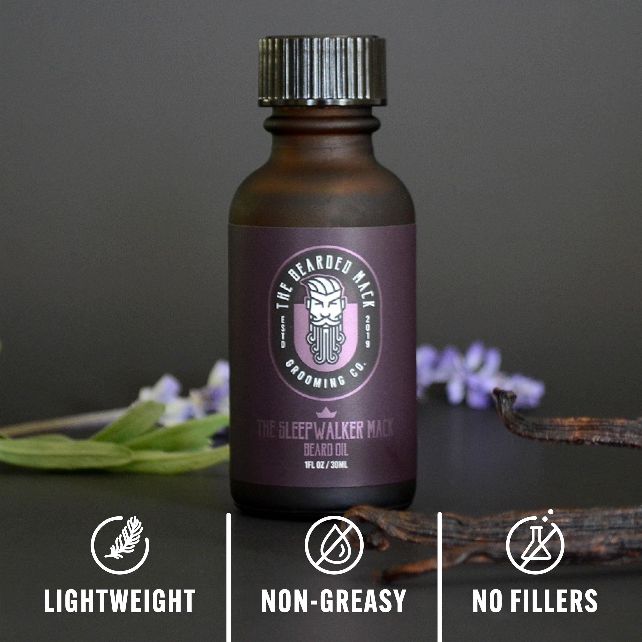 The Bearded Mack Grooming Co The Bearded Mack Grooming Co Beard Oil - Sleepwalker Mack - Lavender & Vanilla - Softens Beard, Removes Beard Itch & Promotes Healthy Beard Growth, 1 oz