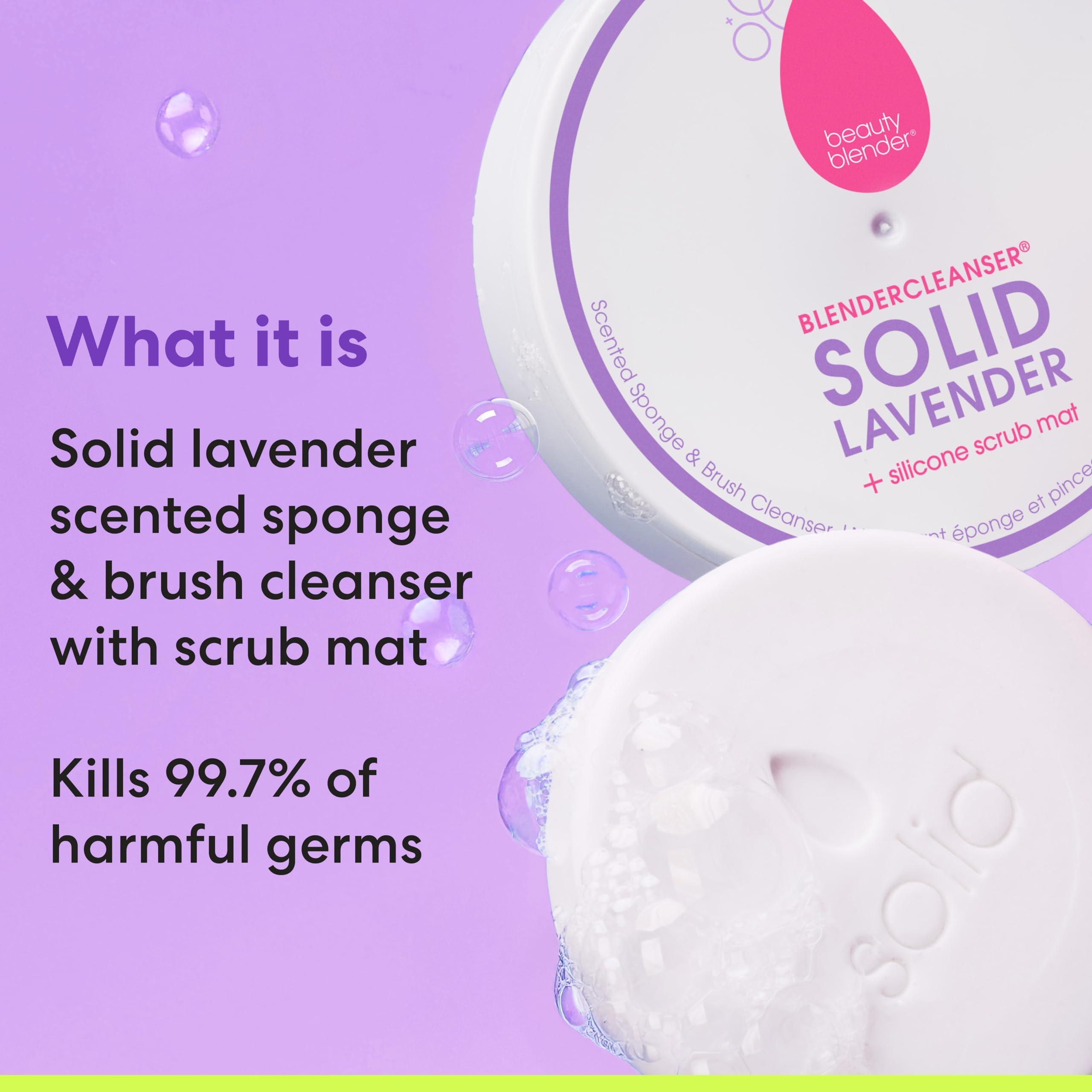beautyblender Beautyblender | Blendercleanser Solid Lavender Makeup Sponge & Brush Cleanser + Silicone Scrub Mat, Cleansing Tool & Scented Makeup Sponge Cleaner, Vegan, Cruelty Free, Made in the USA, 1 oz