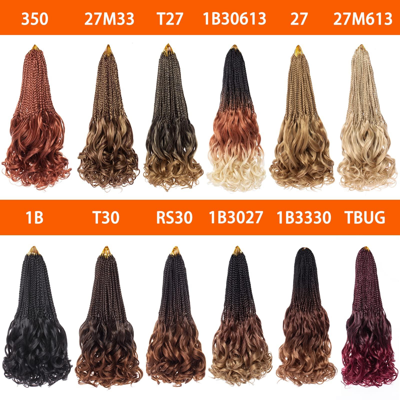 ZRQ ZRQ 8 Packs 24 Inch French Curl Crochet Braids Ombre Brown Goddess Box Braids Crochet Hair Pre Looped French Curly Braiding Hair With Curl Ends Crochet Hair for Black Women 1B3027#