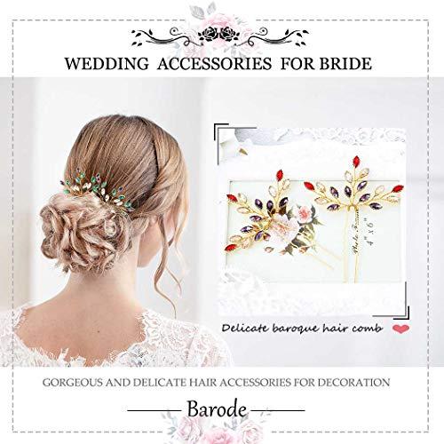 Barode Barode Baroque Crystal Wedding Hair Pins Bridal Hair Clips Accessories for Brides and Bridesmaids Pack of 2 (Red)