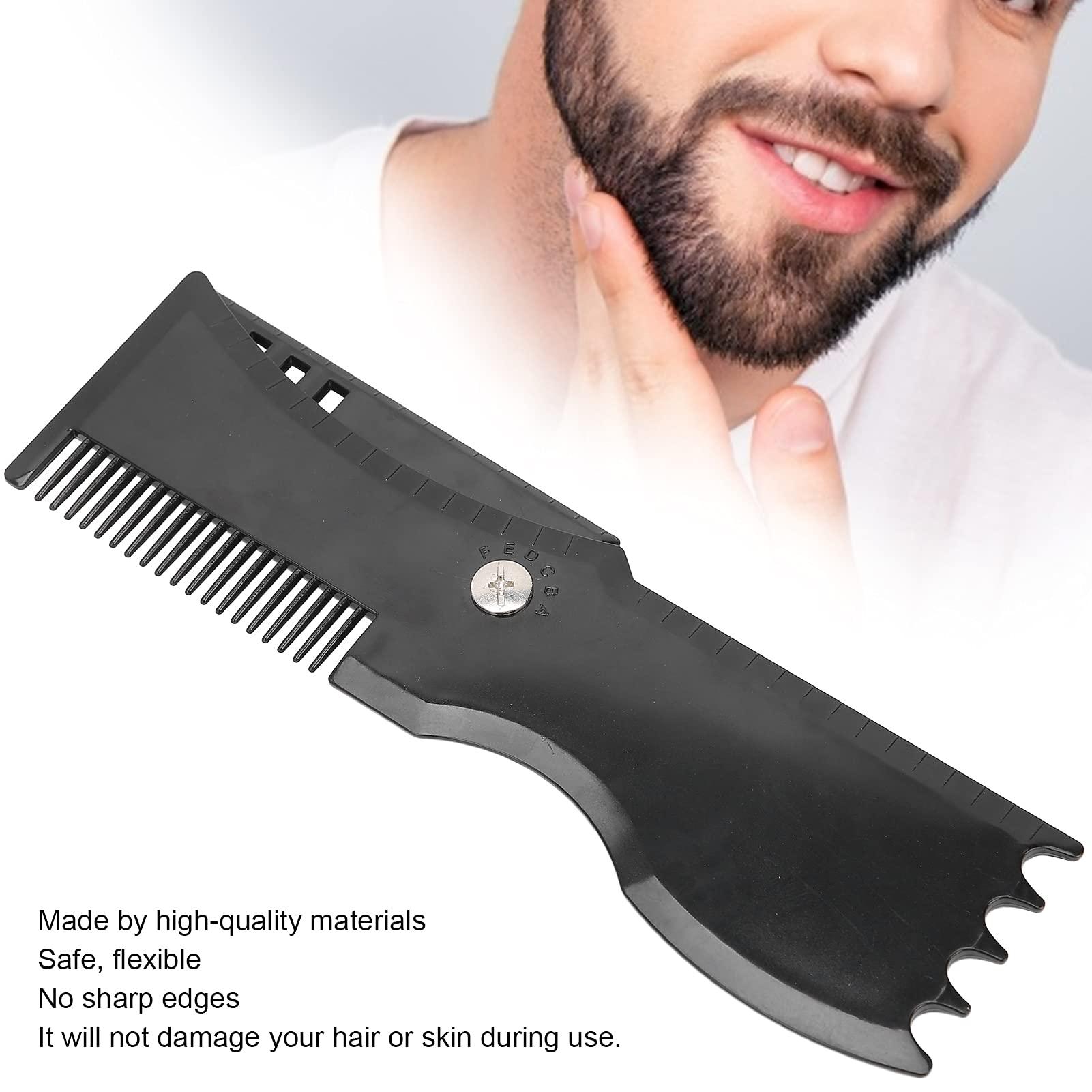 TITA-DONG Men\'s Beard Shaping Template Rotated Beard Styling Tool With Inbuilt Comb, Beard Shaper Neckline Guide for Goatee Mustache Sideburns, Jaw Cheek, Neck Line, Symmetric,Curve, Step Cut