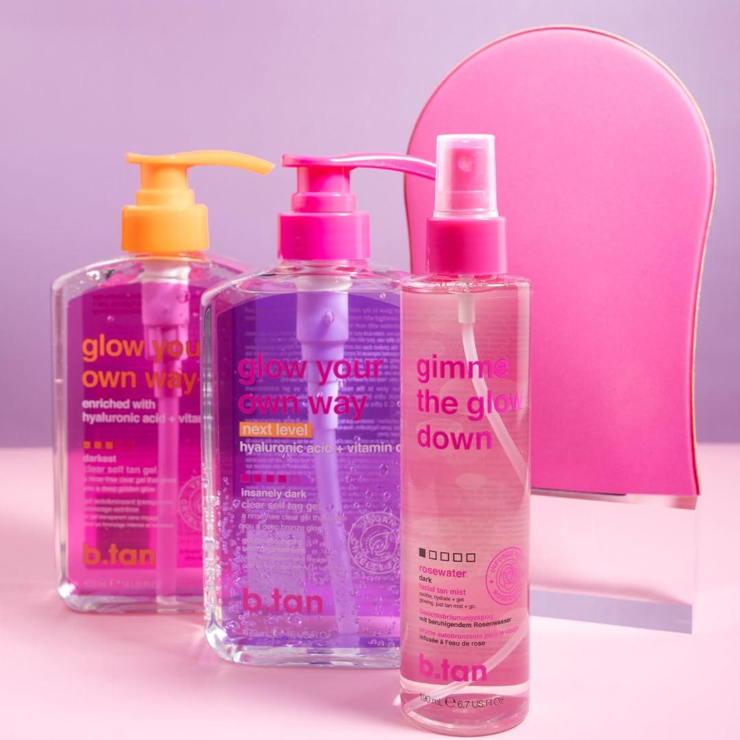 B.TAN b.tan Clear Self Tan Gel | Glow Your Own Way - Best Transfer-Resistant, Quick, Self Tanning Gel, Vegan, Cruelty Free Self Tanner, 16 Fl Oz