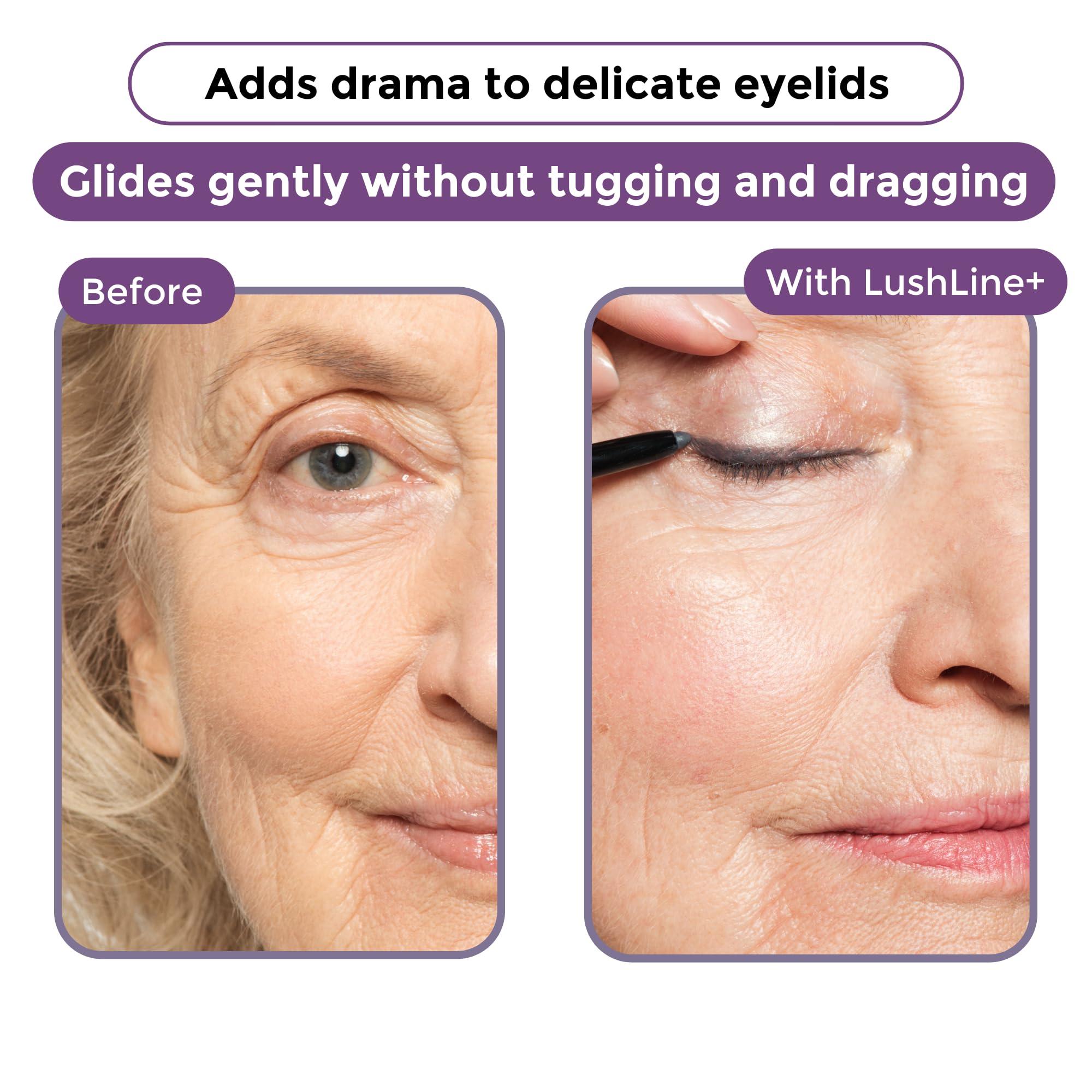 Rumi Cosmetiques Rumi Cosmetiques LushLine+ Waterproof Eyeliner Pencil For Older Women - Smudge Proof, Long-Lasting, Non Toxic, Soft Glide - Safe For Sensitive Eyes (Natural Grey)