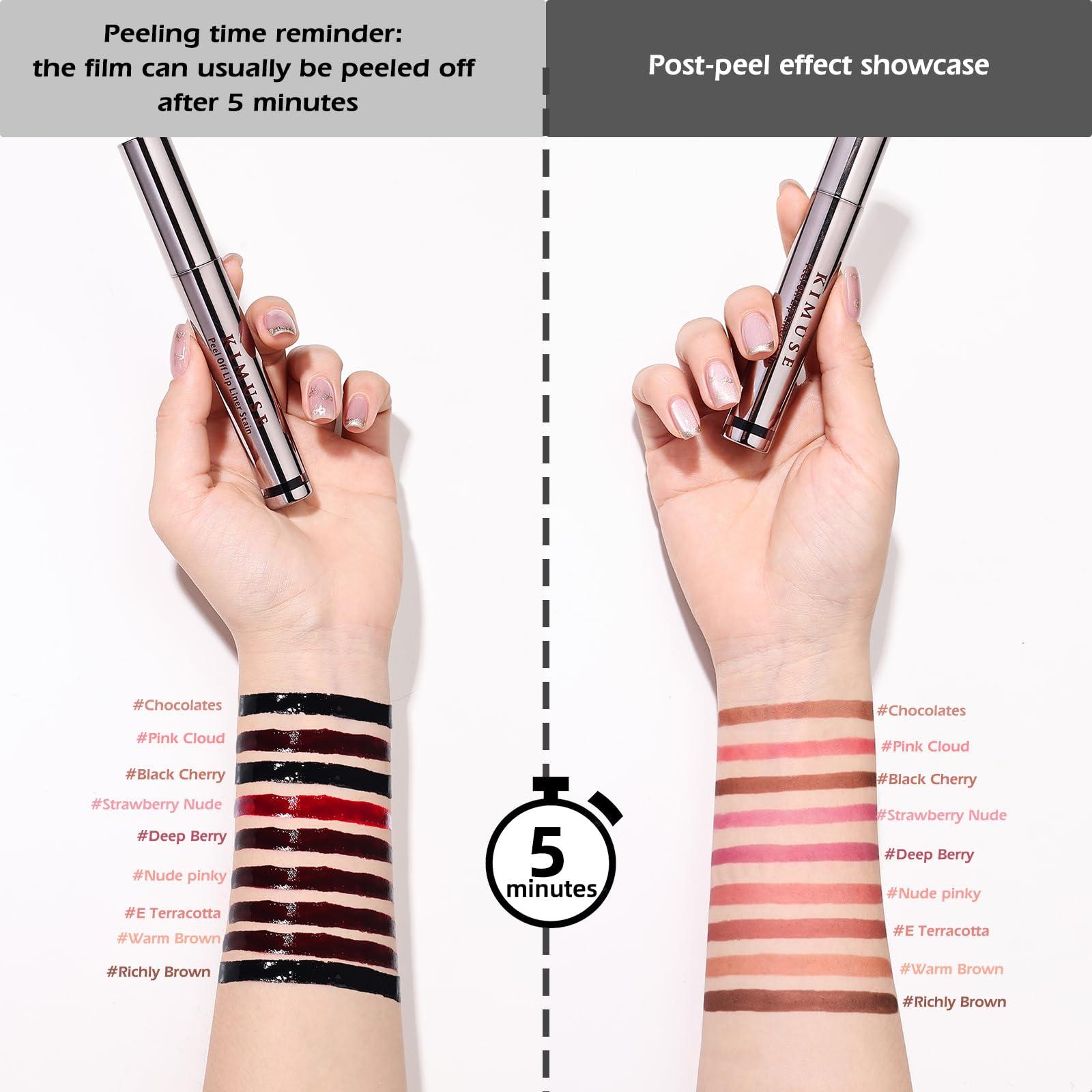 KIMUSE KIMUSE Peel Off Lip Liner Stain, Long Lasting Lip Tint Stain Peel Off, Waterproof, Transfer-Proof, Highly Pigmented Color Peel Off Lip Stain Liner, Matte Finish