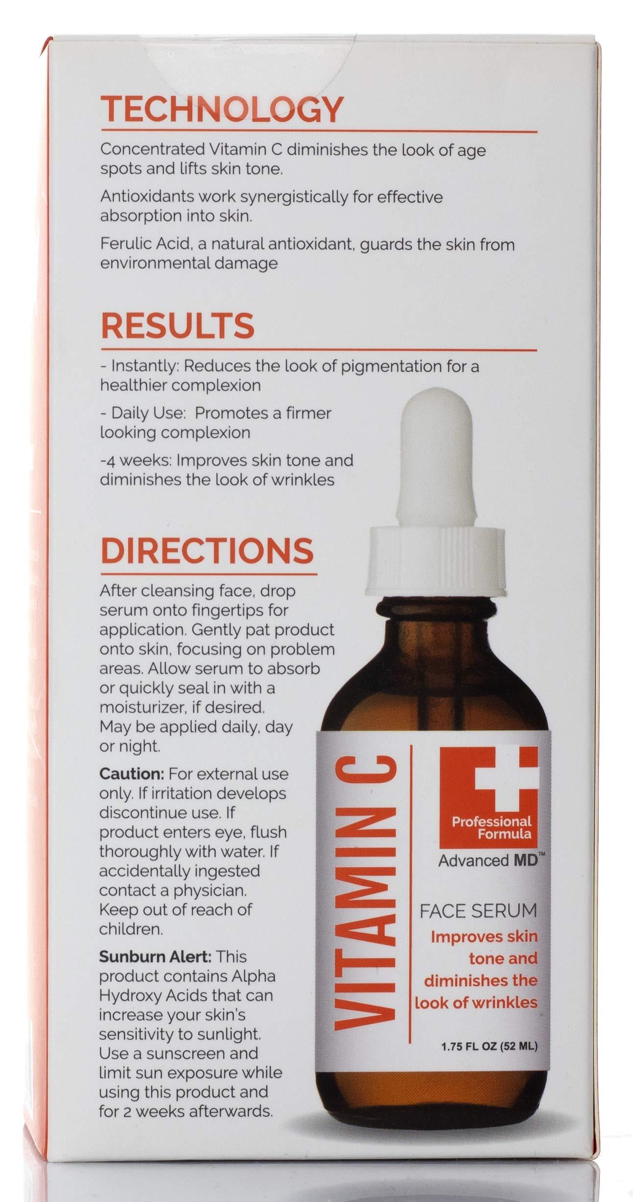Advanced MD Advanced MD Vitamin C Brightening Face Serum Skin Care - Professional Formula To Diminish The Look of Age Spots & Lift Skin Tone - Concentrated Vitamin C, Ferulic Acid, Antioxidants