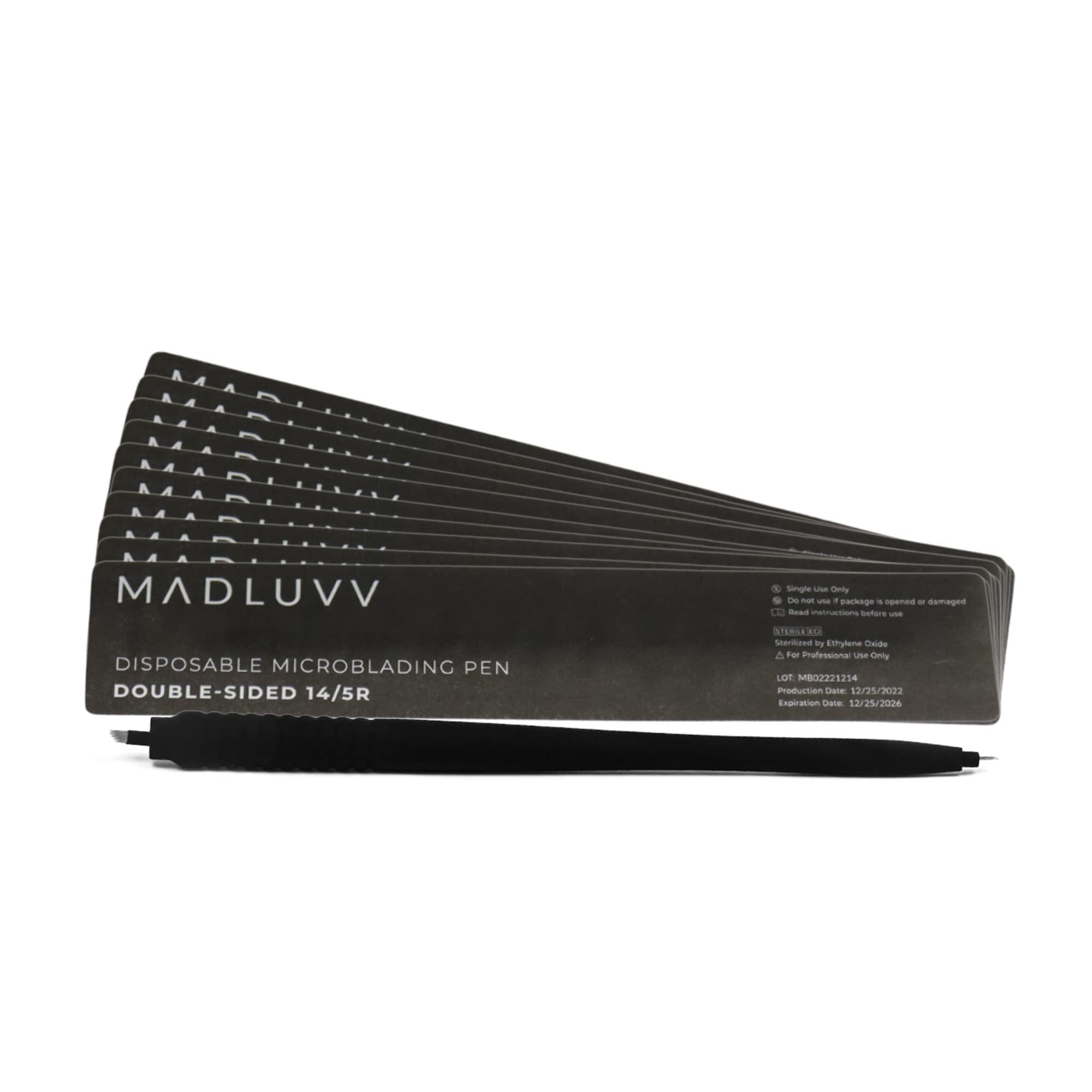 MADLUVV MADLUVVV 2-in-1 Micro Brow Sterile Pen for Professional Brow Artistry, Premium Micro Hair Strokes & Shading, Disposable Double Sided Pens for Eyebrow Ink - #14/5R