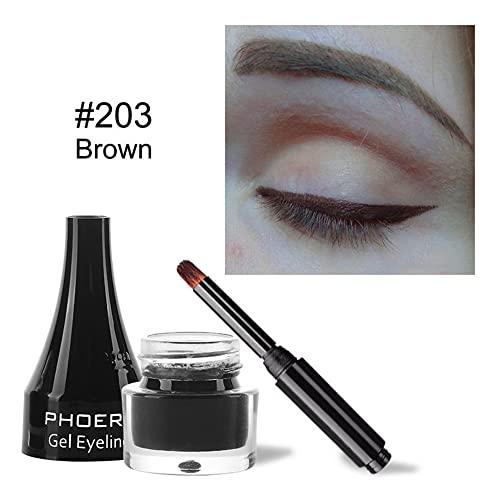Go Ho Go Ho Dark Brown Gel Eyeliner Pot,Matte Cream Eyeliner Makeup,Smooth Highly Pigmented Long Lasting Gel Eyeliner with Brush,Eye Liner Gel Pot for Women,203 Brown