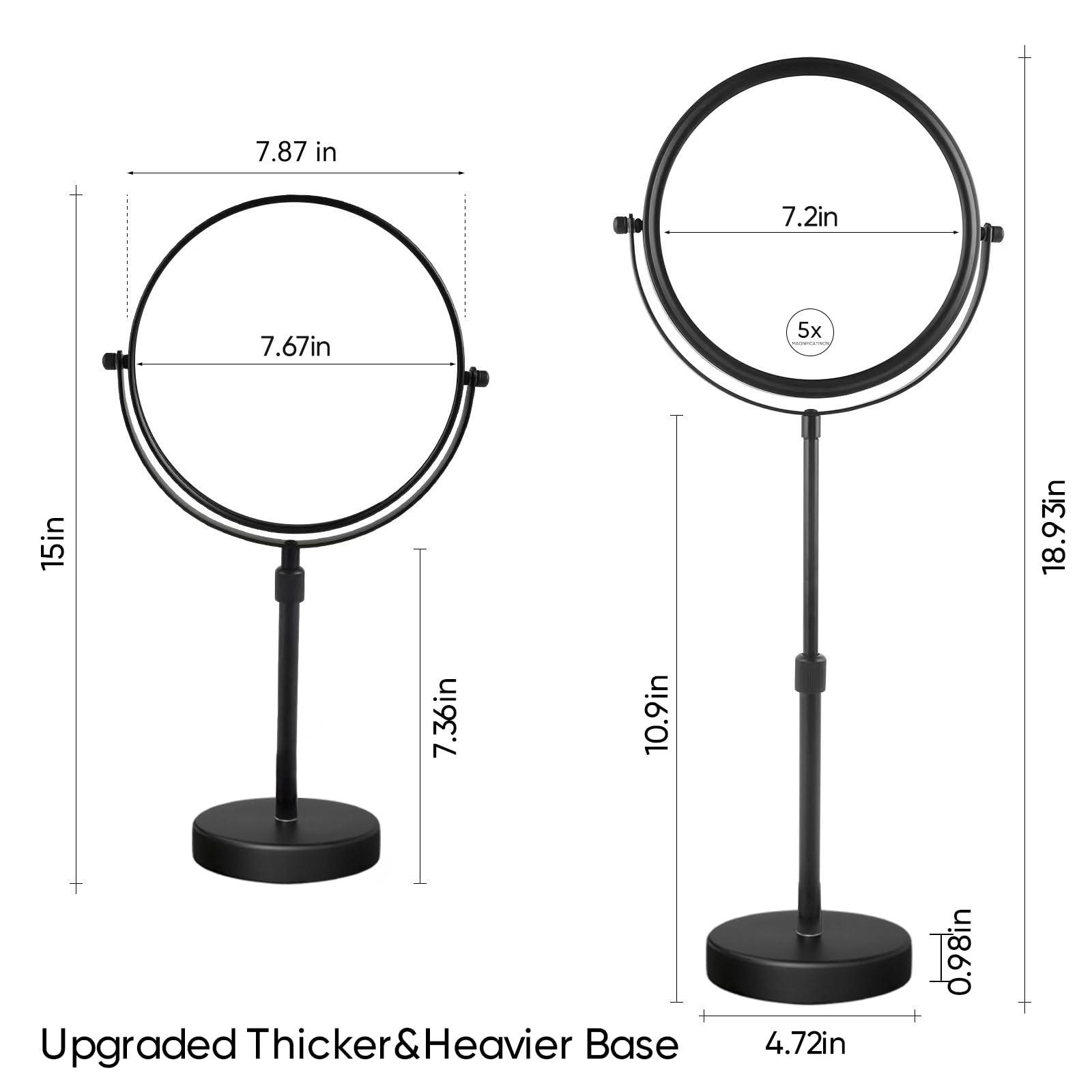 Nicesail Nicesail Higher Taller Tabletop Makeup Mirror of 8 Inch, 5X Magnified Makeup Mirror Countertop Standing, Height Adjustable, Double Sided Mirror in Matte Black (8 Inch, 5X)