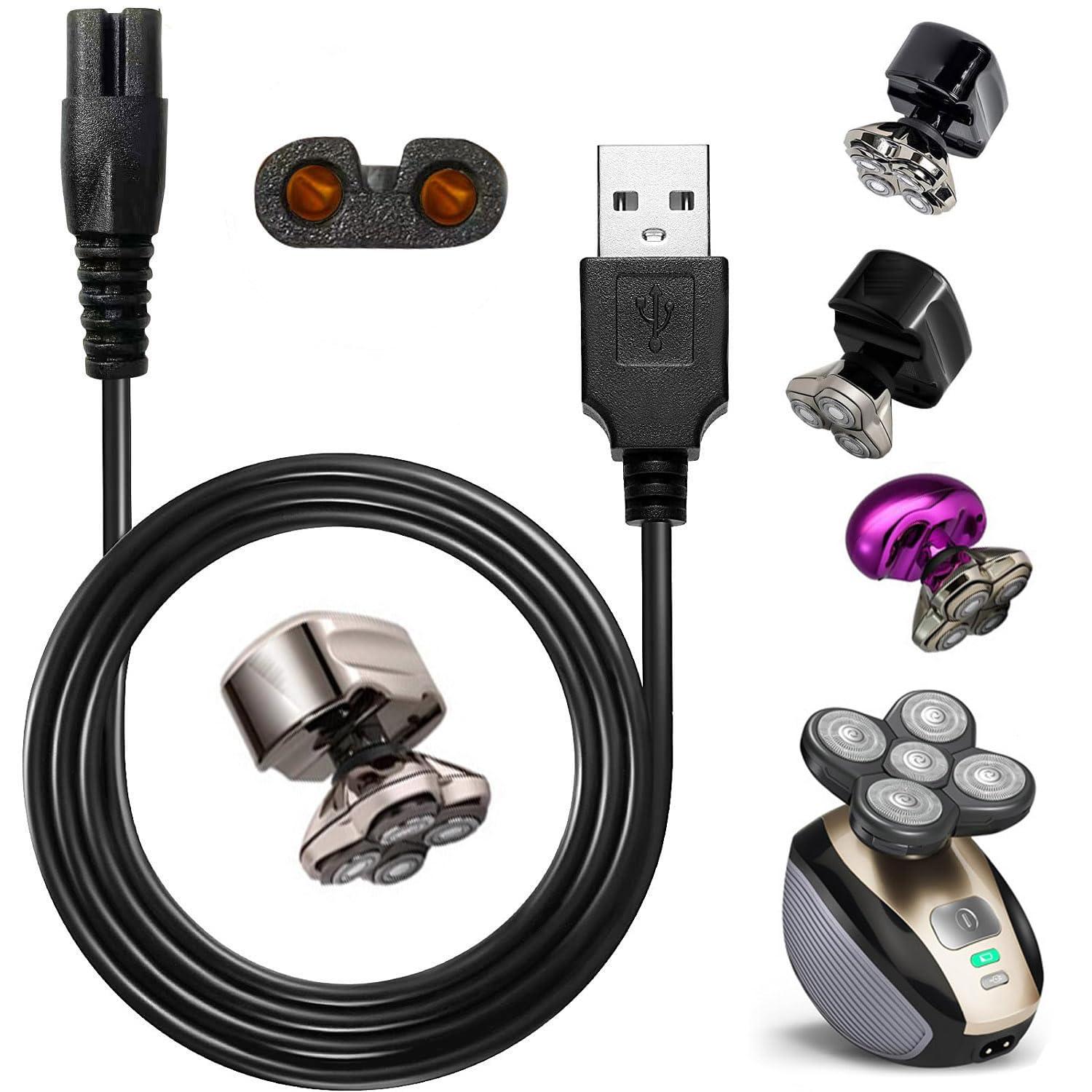 WAHFOX WAHFOX Universal Head Shaver Charger Cord USB Cable Compatible with Skull Shaver Pitbull and Mainstream Shaver Brands(USB Charger)