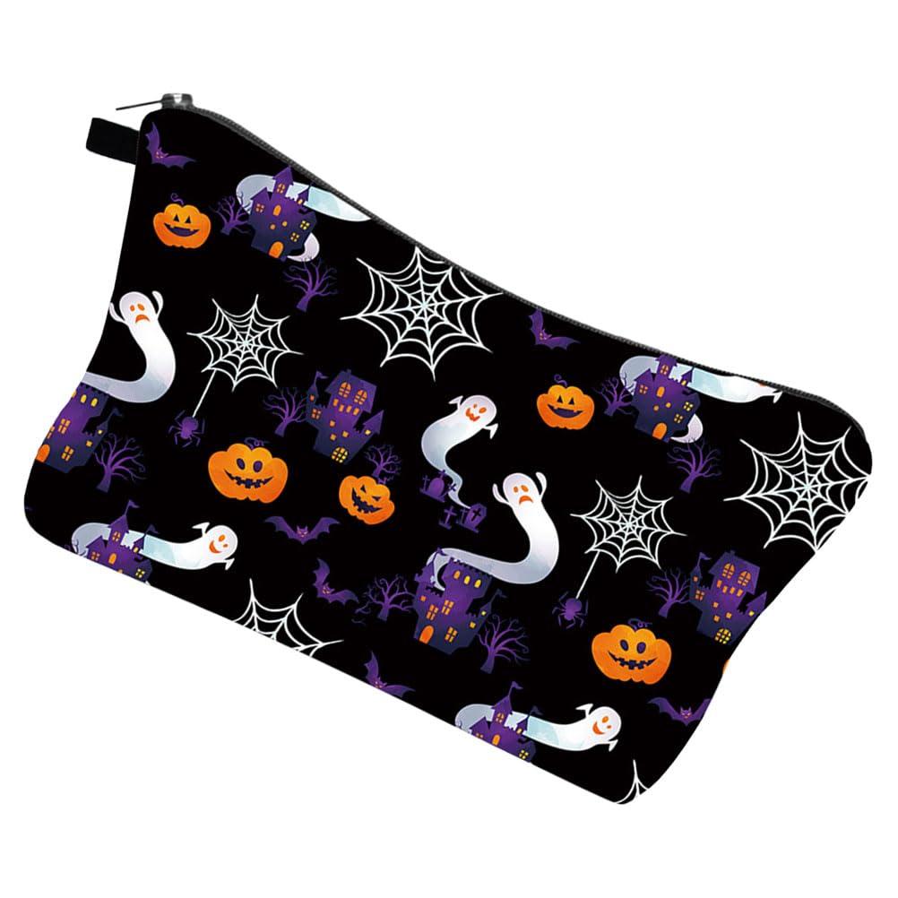 LOGOFUN LOGOFUN Halloween Cosmetic Bag Bat Pumpkin Ghost Spider Web Makeup Bag for for Women and Girls Portable and Waterproof Travel Toiletry Bag with Zipper