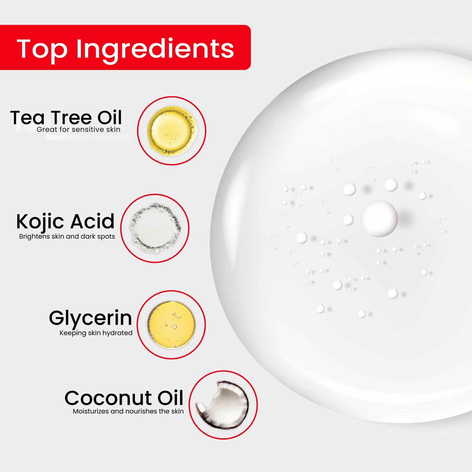 Kojie San Kojie San Skin Brightening Soap - Original Kojic Acid Soap that Reduces Dark Spots, Hyperpigmentation, & Scars with Coconut & Tea Tree Oil - 135g x 3 Bars