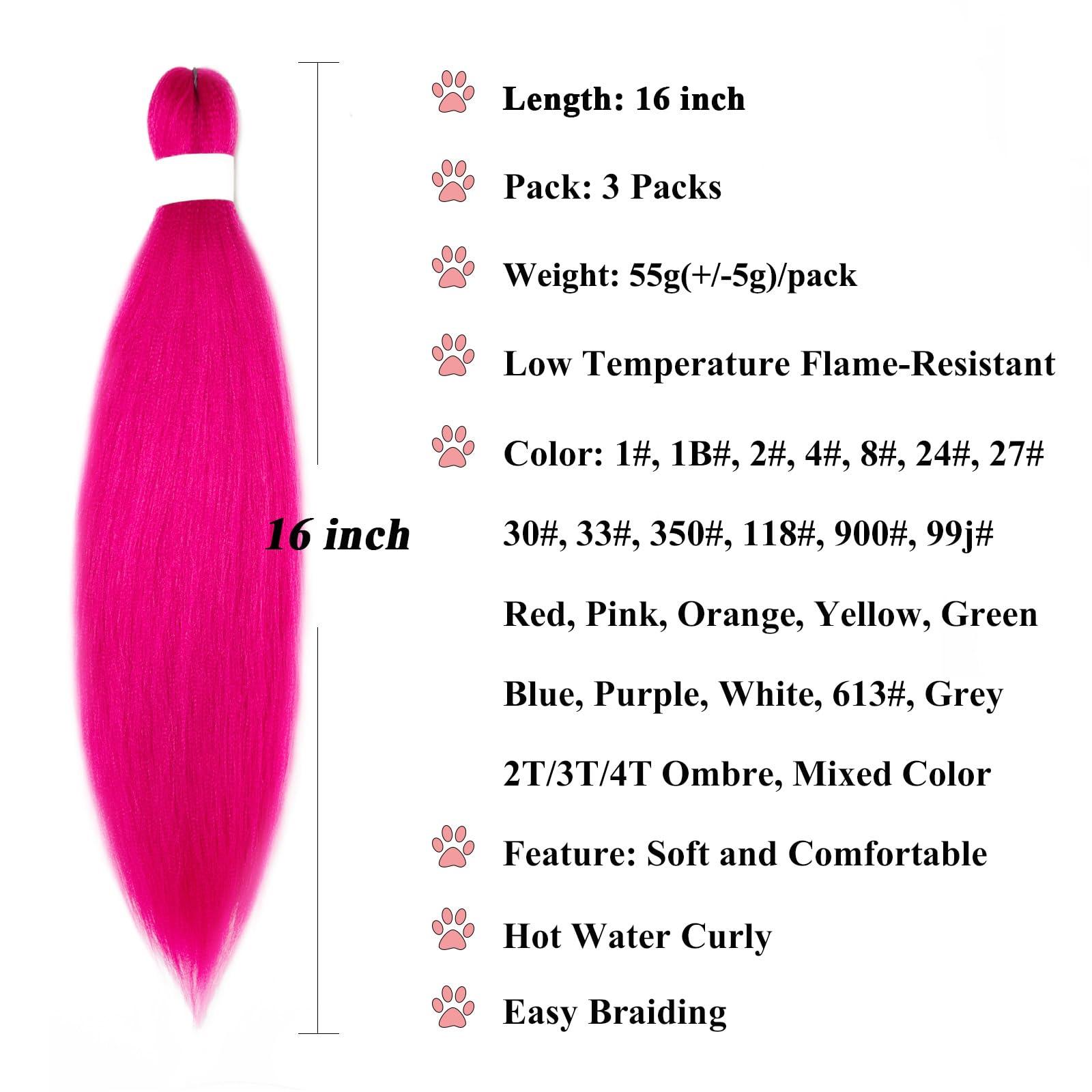 Ai Yuchen Ai Yuchen Kids Pink Braiding Hair Pre Stretched Short Braiding Hair Extensions for Braiding Box Braids Knotless Prestretched Braiding Hair 16 Inch