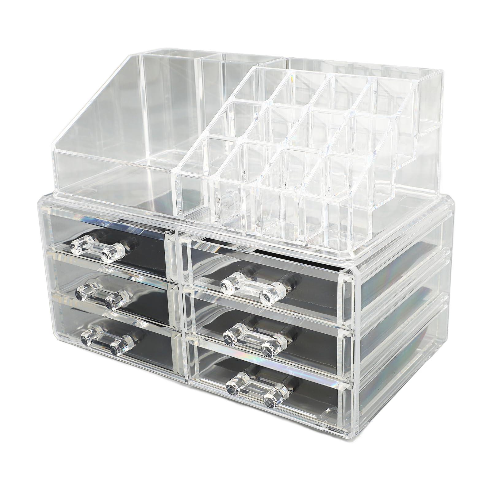 Pyhodi Pyhodi Clear Makeup Organizer, Stackable Cosmetic Display Case with 6 Drawers, 1 Tray, Cosmetic Display Case for Jewelry, Hair Accessories, Skincare Product Organizing, Pyhodikpq4om8wfa