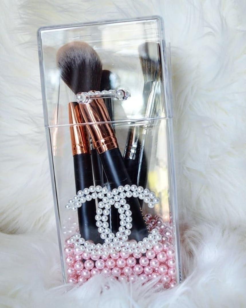 Generic Makeup Brush Holder with Dustproof Lid, Clear Acrylic Cosmetic Brush Storage Box, Cosmetic Brush Organizer Storage Container