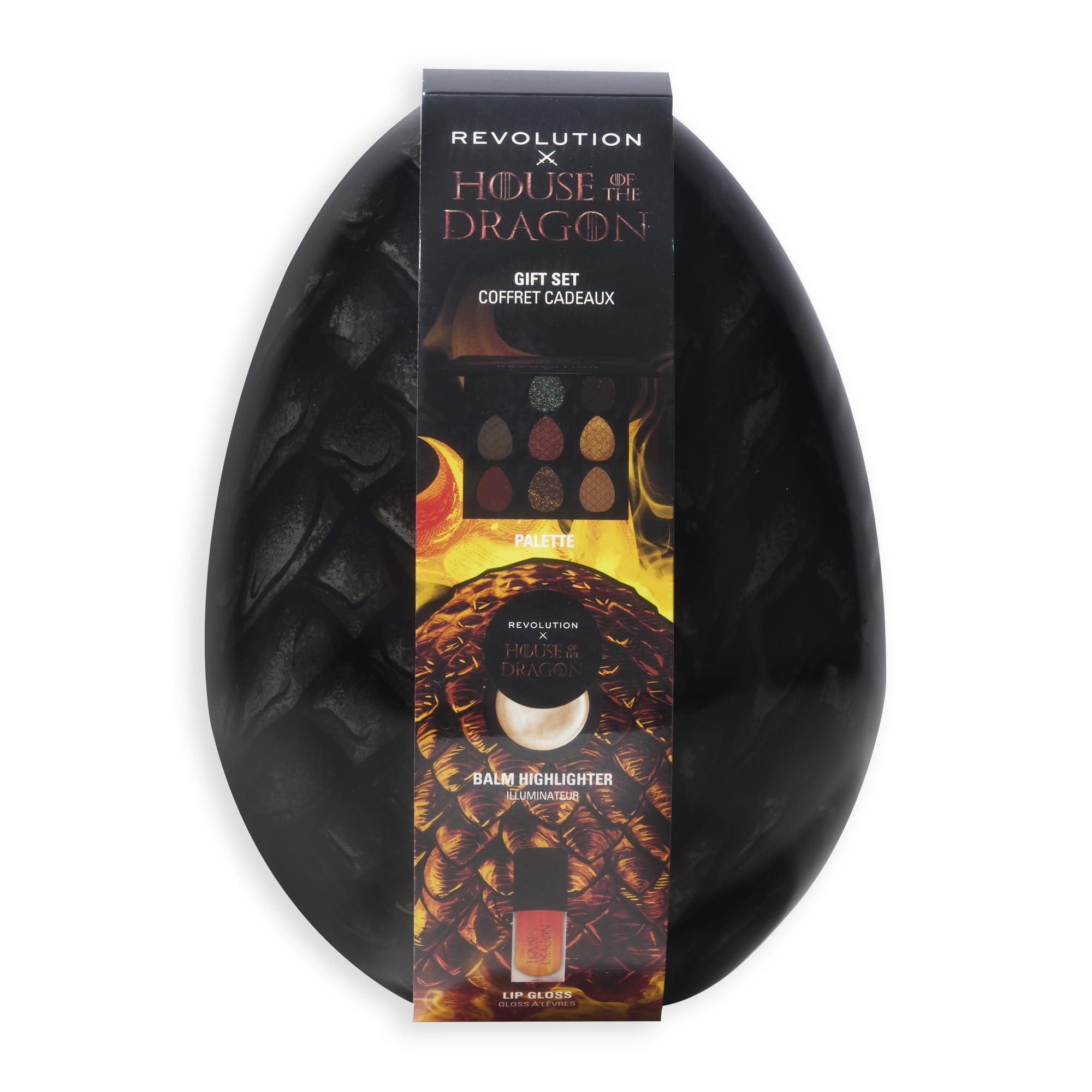 Revolution Beauty London Revolution Beauty, House of Dragon x Revolution Dragon Glow Gift Set, Holiday Makeup Set with Eyeshadow Palette, Lip Oil & Highlighter Balm, Vegan & Cruelty-Free