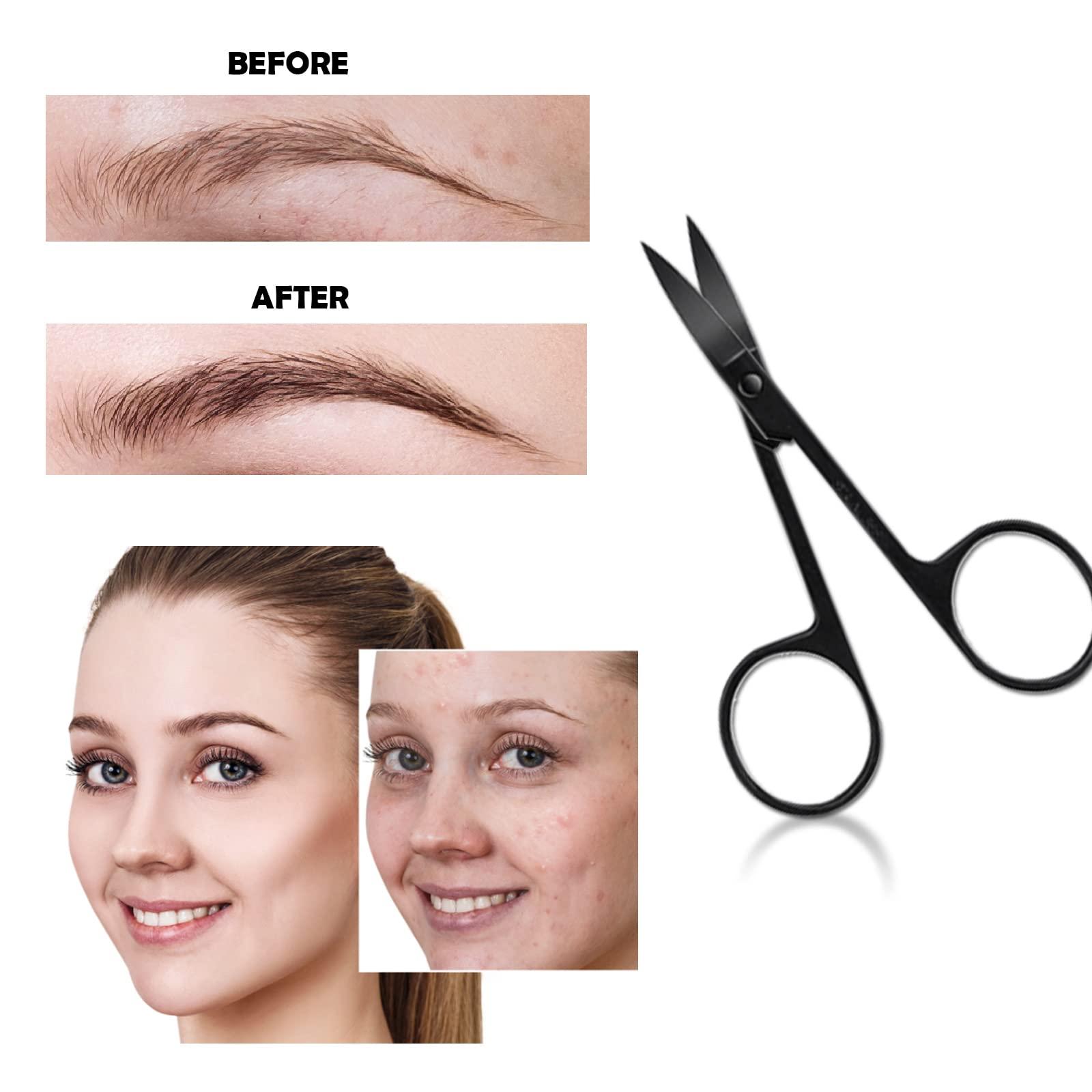 DELAYNOMORE77 Eyebrow Razor Kit, 6 in 1 Professional Eyebrow Grooming Set for Women and Men, Including 3 Eyebrow Razors Trimmer,1 Tweezer,1 Scissor,1 Eyelashes Roller,1 Storage Bag