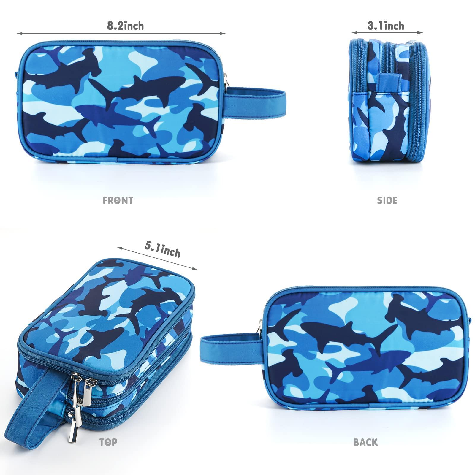 Vipdeal Vipdeal Kids Toiletry Bag for Boys, Travel Toiletry Bag for Little Young Boys Waterproof Hanging Wash Bag Toddler Traveling Toiletries, Shark Blue