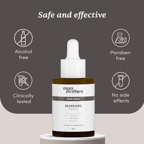 india Gamium BeardGro Beard Growth Tonic for Men 30ml | 1.5% Aminexil, 4% Moringa, 4% Goksura & 2% LashLD | Thicker beard growth, Softens Beard 1.01 Fl Oz (Pack Of 1)