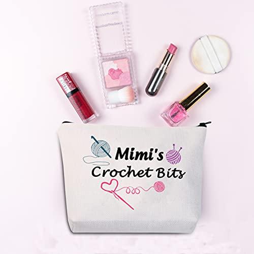JXGZSO JXGZSO Mimi Crochet Gift Crochet Bits Crochet Accessories Bag Mimi's Crochet Bits Mothers Day Gift (Mimi's Crochet Bits White Bag)