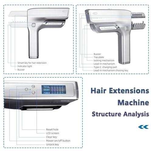 YQDDM YQDDM Hair Extensions Machine,6D Third Generation Hair Extension Machine with Pliers, Invisible Seamless No-Trace Hair Extensions Tool for Salon, Easy to Use