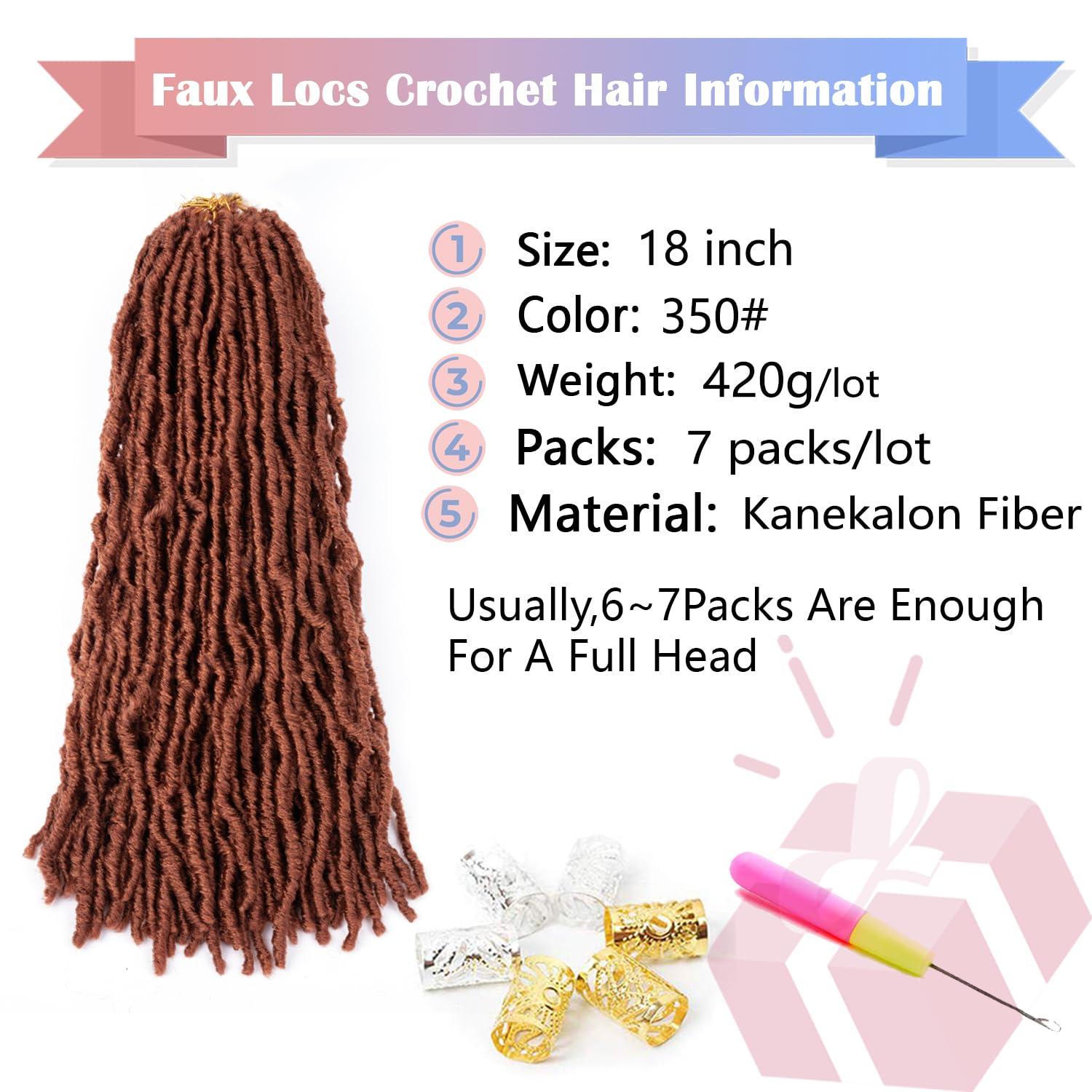 LocsGuard LocsGuard Ginger Faux Locs Crochet Hair Soft Locs 18 inch 7 Packs Natural Butterfly Locs Crochet Hair For Black Women Goddess Locs Crochet Hair (18 Inch (Pack of 7), 350#)