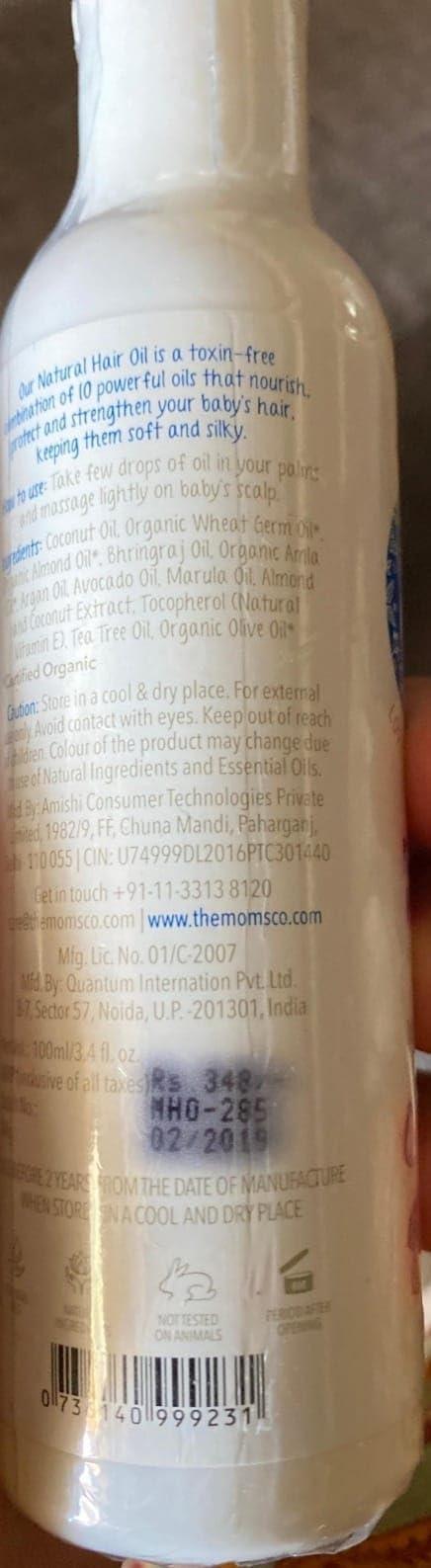 India Virgin Coconut Natural 10-in-1 Baby Hair Oil with Argan, Avocado, Bhringraj and Organic Amla, 100ml