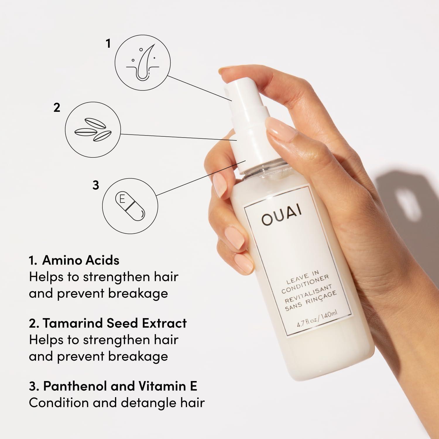 OUAI OUAI Detangle + Shine Bundle - Includes Leave-In Conditioner + Hair Gloss - Frizz Control + Hair Detangling Set (2 Count, 4.7 Oz/6 Oz)