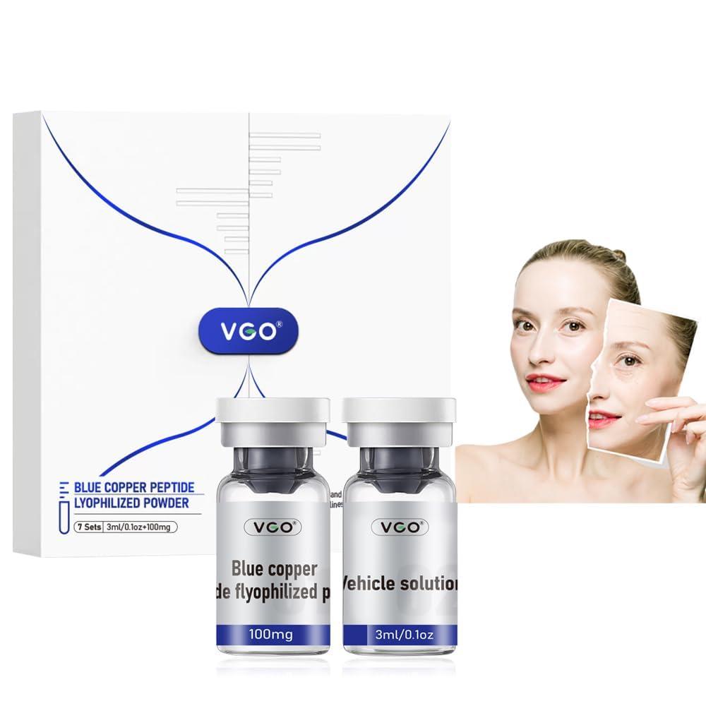 VGO VGO Blue Copper Peptide Lyophilized Powder, Hydrates and Soothe The Skin, Increase The Protective Power of The Skin Barrier(7 Sets Contain Vehicle Solution 3ml/0.1oz+ Lyophilized Powder 100mg)