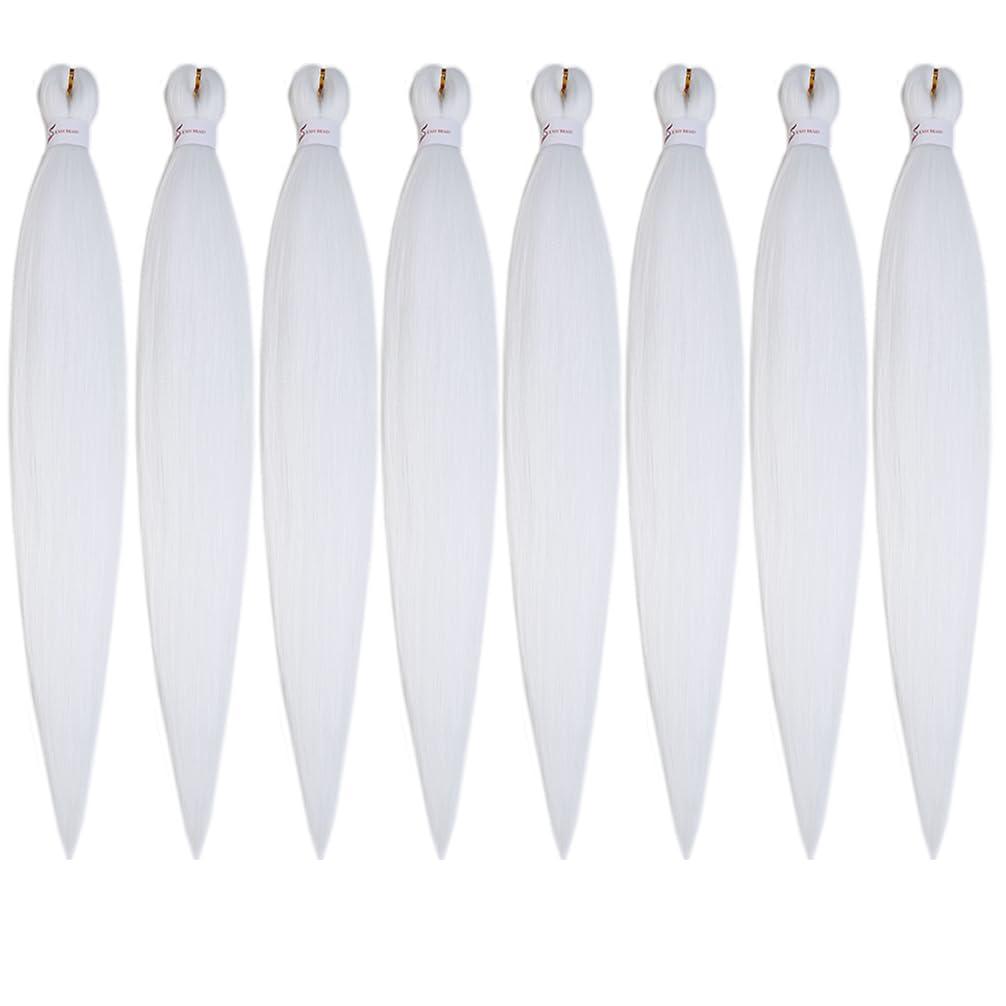 BALINGHAIR BALINGHAIR Pure White Braiding Hair Pre-stretched 30 Inches Long Braiding Hair Extensions Flame Retardant Braids Hair(60#-8Pcs)