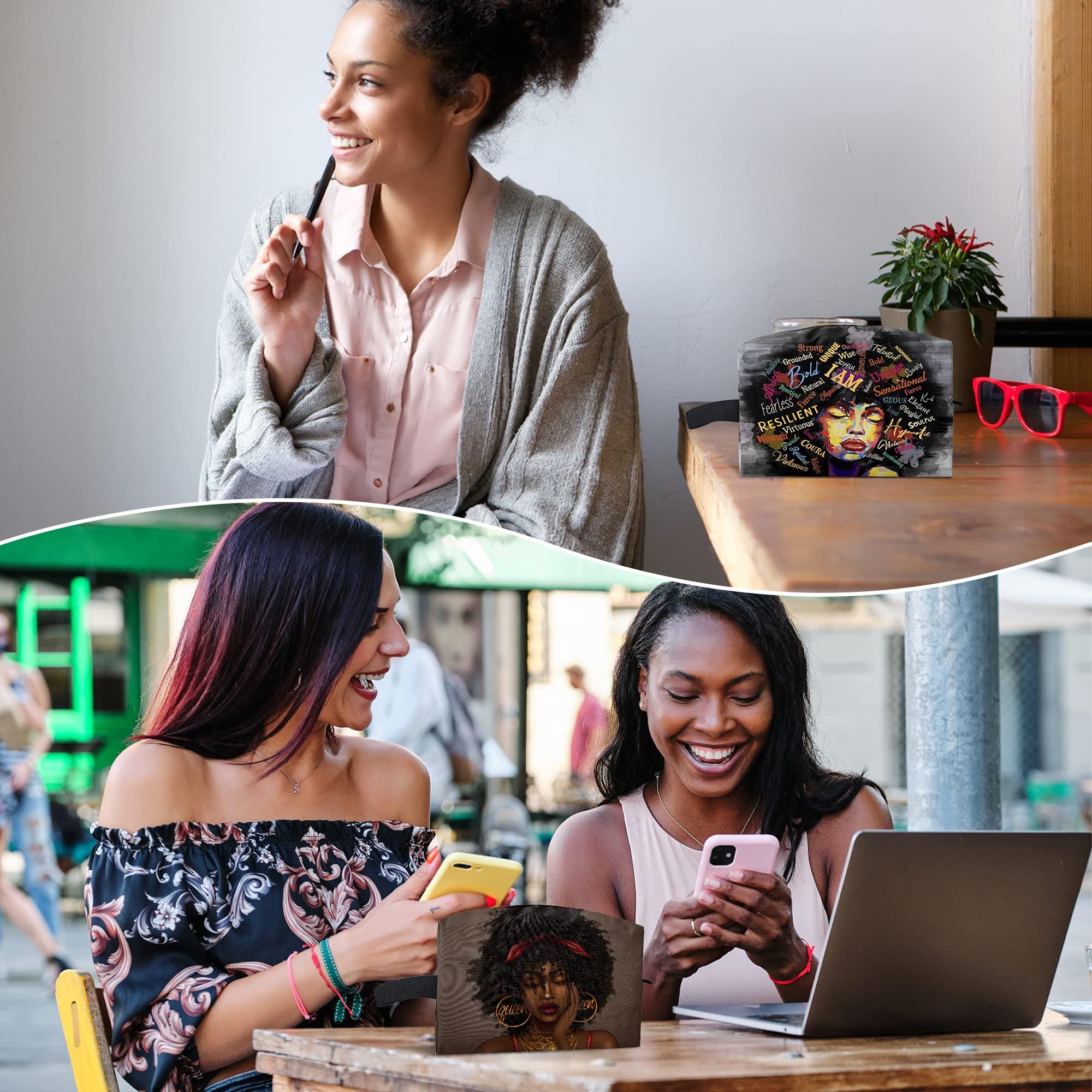 Fzryhaika Fzryhaika African American Makeup Bag, Black Women Cute Cosmetic Bag Waterproof Travel Toiletry Bag Organizer for Accessories (Style-9, One Size)