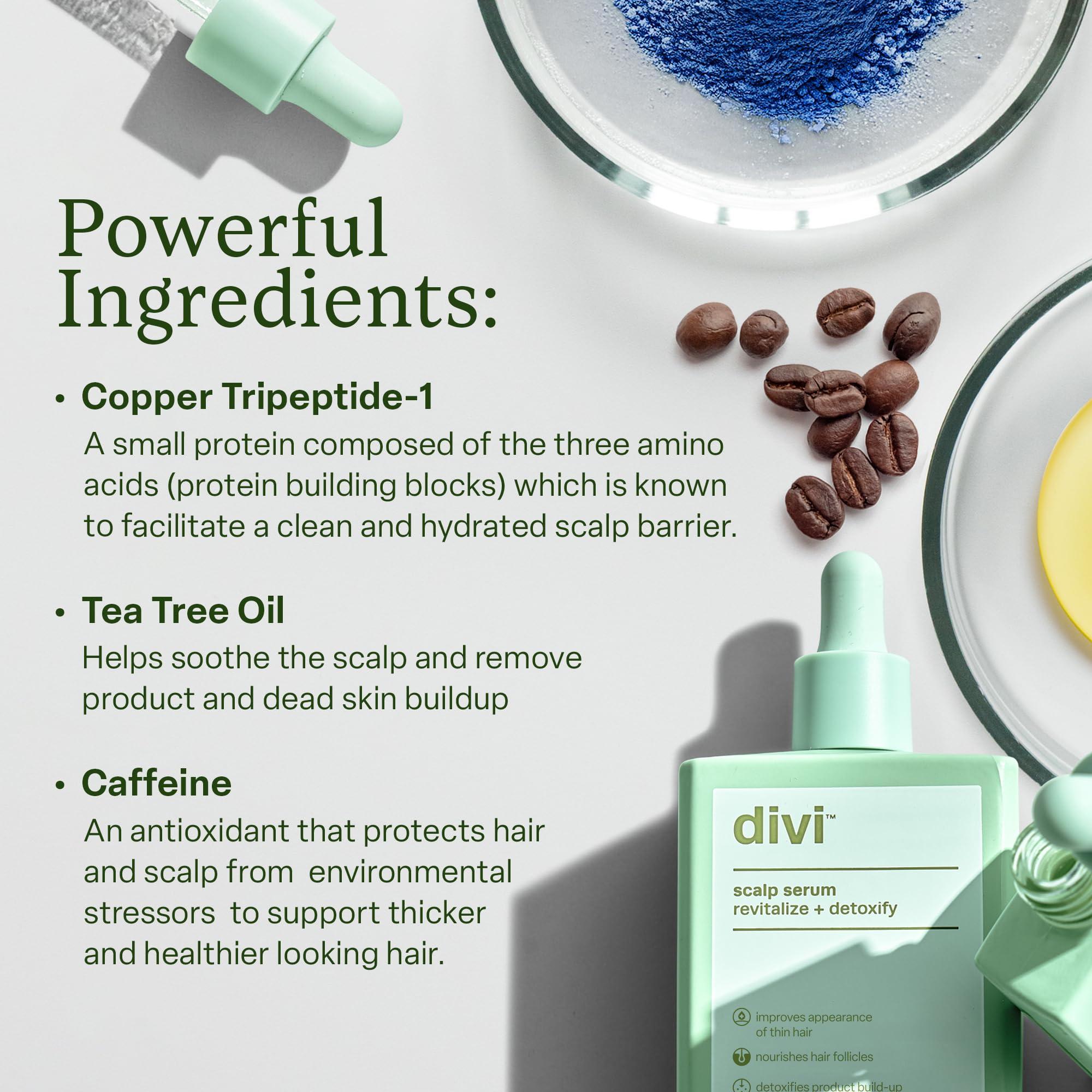 divi Divi Scalp Serum for Thinning Hair, 30ml Clinically Tested, Nourishing Formula with Amino Acids, Caffeine & Rosemary Oil Promotes Healthy Scalp & Fuller-Looking Hair, Reduces Oil & Product Buildup