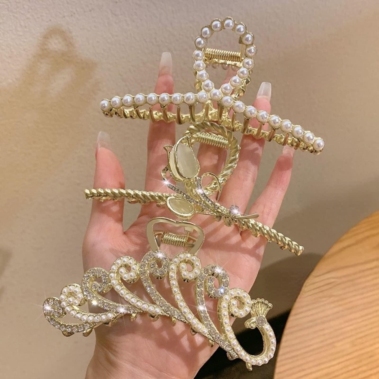 Generic Metal Hair Pins, Flower Large Claw Clip for Thin Hair Beautiful Butterfly Hair Clips Hair Accessories for Girls and Women (Drip flower)