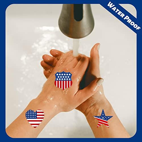winthrop 20 Sheets 4th of July Temporary Tattoos for Women – Independence Day Waterproof Body Art Stickers