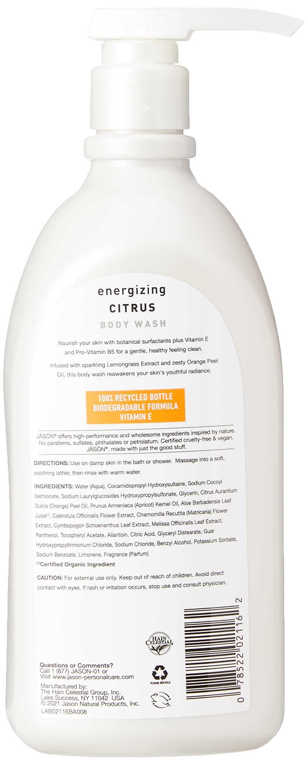 JASON JASON Natural Body Wash & Shower Gel, Revitalizing Citrus 30 Oz & Purifying Tea Tree 30 Oz