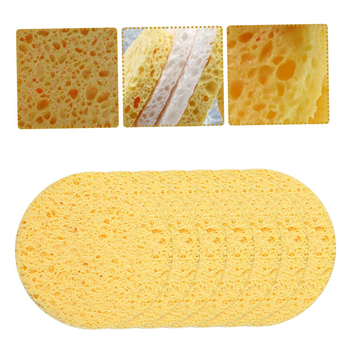 PLAFOPE PLAFOPE 50pcs Clean Makeup Tools Car Wash Large Facial Cleaning Products Face Wash Sponge Holder Bowl Puff Yellow Wood Pulp Cotton