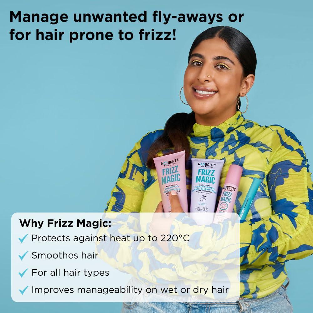 Noughty Noughty 97% Natural Frizz Magic Serum, Anti Frizz, Smoothing and Styling Formula for Frizzy, Curly and Wavy Hair with Marula Oil and Daikon, Sulphate Free Vegan Haircare 75ml