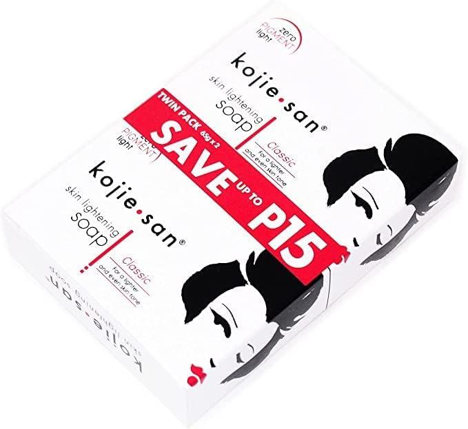 Kojie San Kojie San Skin and Body Brightening Soap - Original Kojic Acid, Dark Spot Remover Bar Soap with Glycerin & Tea Tree Oil - 65g x 2 Bars