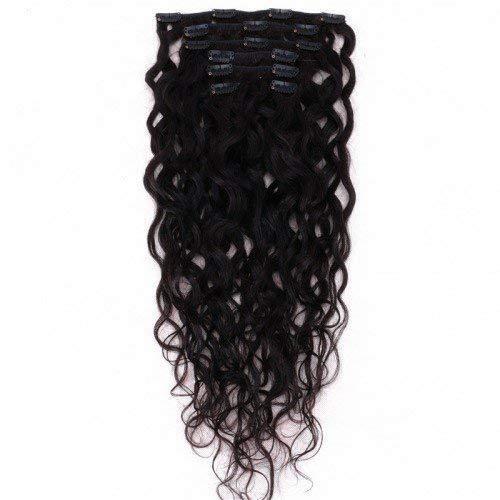 EIAKE Natural Curly Clip in Human Hair Extensions for Black Women Natural Wave Real Human Remy Hair Clip in Extension for African American Natural Hair Extensions Clip ins (16inch, 1 NaturalWave)
