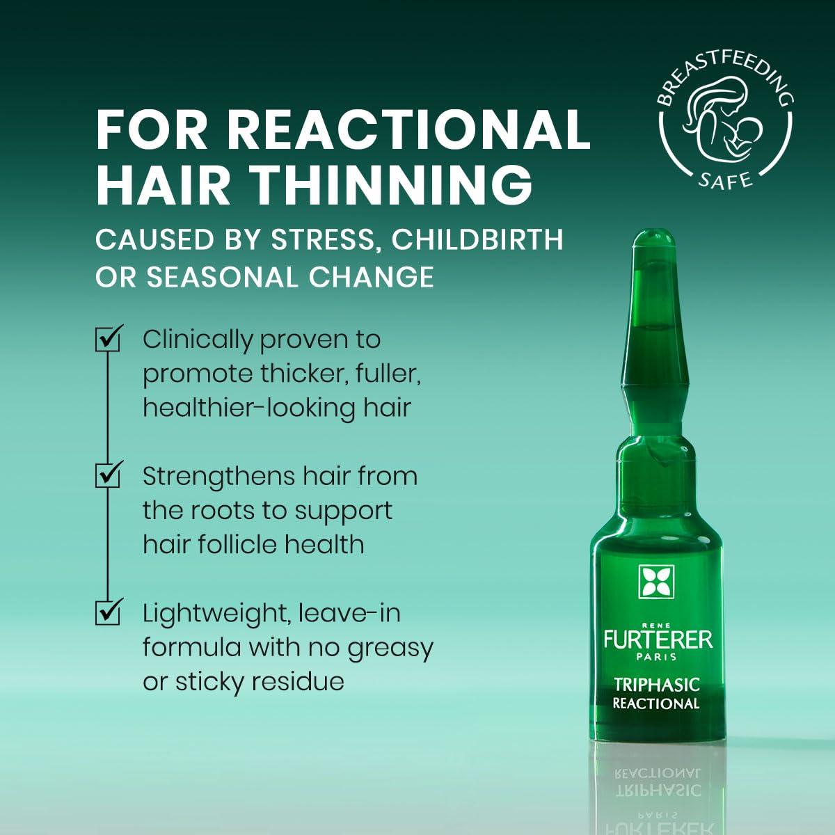 Ren Furterer Rene Furterer TRIPHASIC Reactional Concentrated Serum - For Sudden Thinning Hair - Postpartum, Stress - Drug-Free - 12 ct., 3-Month Supply