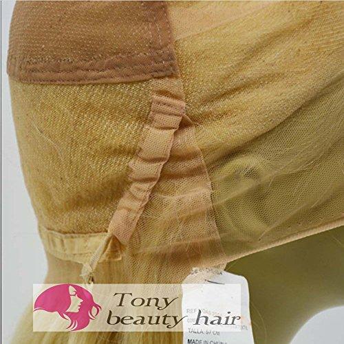 Tony beauty hair Tony Beauty Hair Top Grade Full Lace Wig Blonde 22" Unprocessed Russian Hair Wig Straight All Hand Made Lighter Color #613 130% Hair Density
