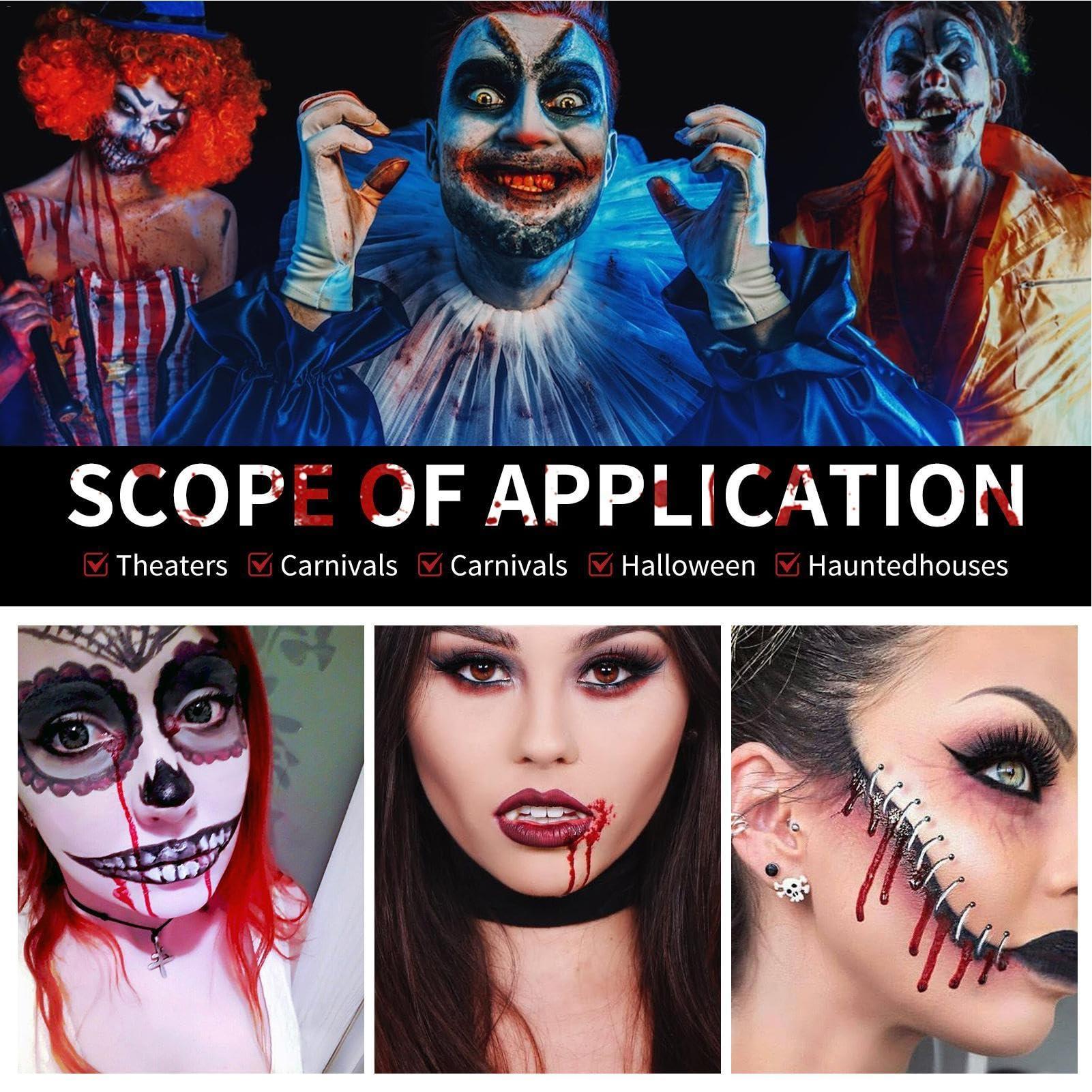 Generic Halloween Fake Blood Makeup Kit, Washable Special Effectss SFX, Fake Vampire Blood, Washable Fake Dripping Blood And Spray, For Photography, Dramas, Makeup Teaching, Halloween