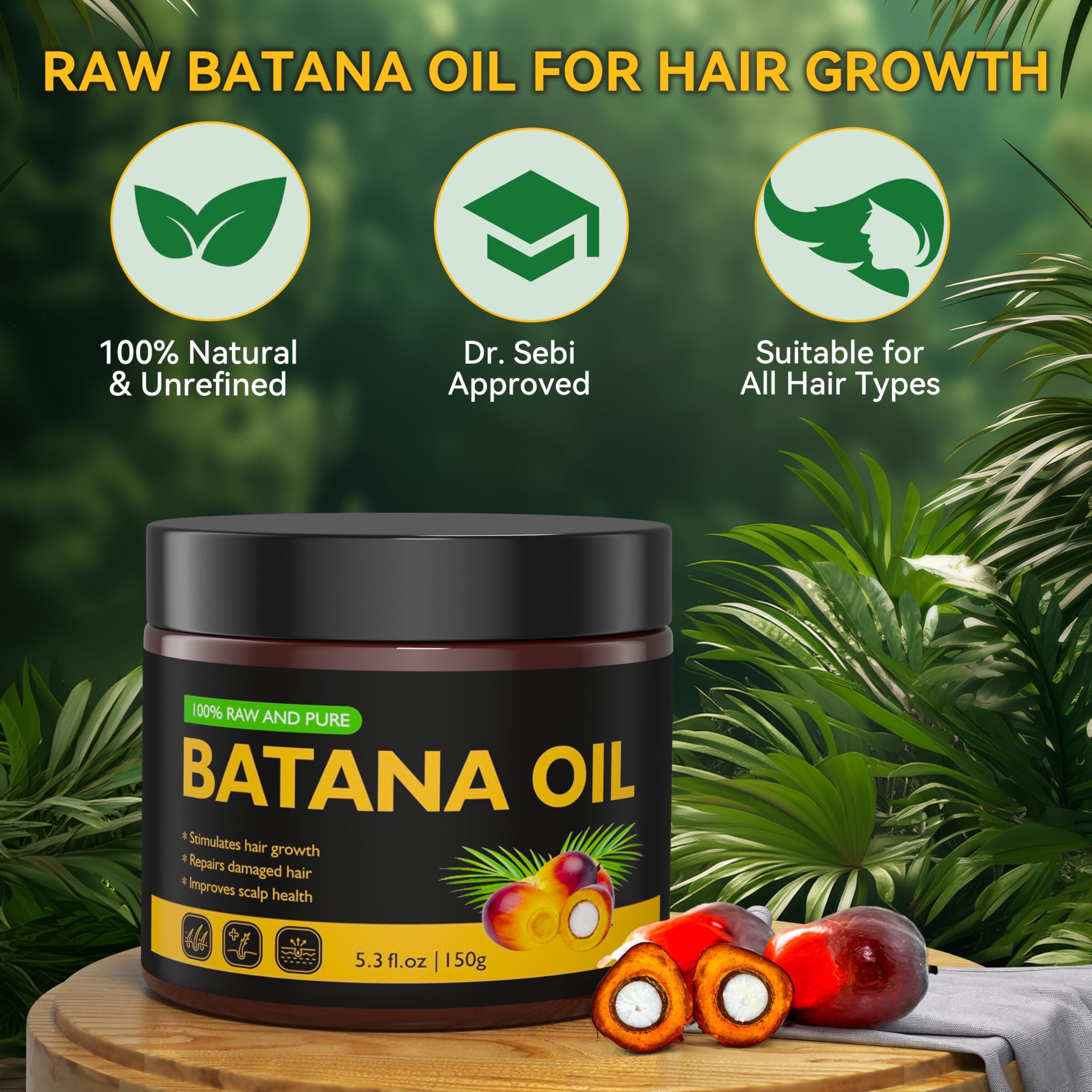Veakoo Raw Batana Oil for Hair Growth, 100% Natural Pure, Dr. Sebi Organic Batana Oil from Honduras, Unrefined Hair Growth Oil for Women Men, Prevent Hair Loss, Repair Damaged Hair, Nourish Scalp 5.3 oz
