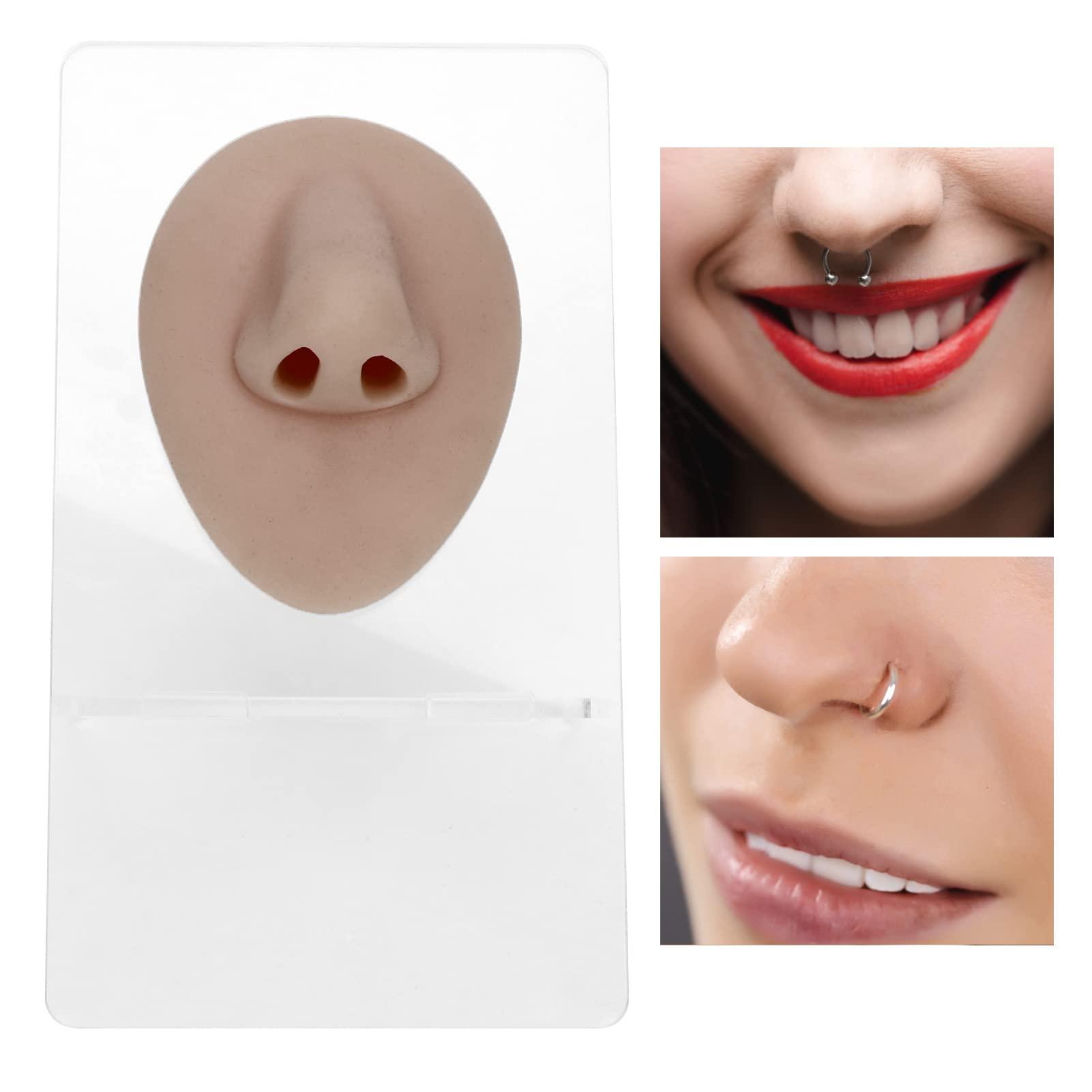 AMONIDA Piercing Body Model, 3D Vivid Silicone Piercing Practice Model, for Eyebrow Piercing, Nose Piercing, Lip Piercing, Tongue Piercing, Navel Piercing, Ear Piercing(Deep Skin Color)