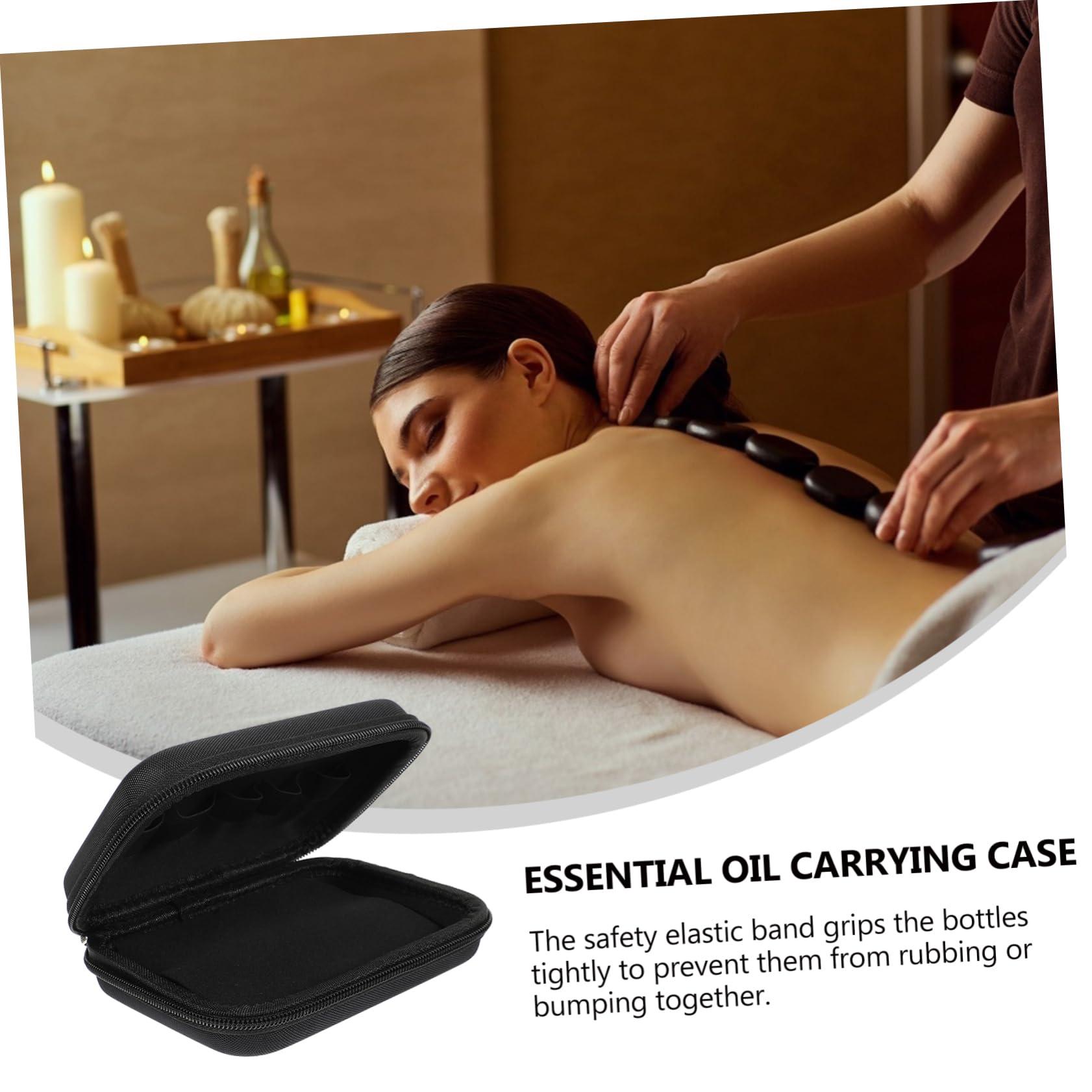 Angoily Angoily 2pcs Essential Oil Storage Box Travel Oils Roller Bottles Carrying Case Bank Essential Oil Holder Essential Oil for Diffuser Tote Bag Organizer Handbag Organizer Black Nylon